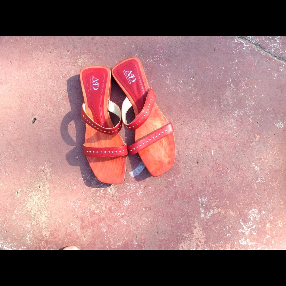 Angelo & David’s Red Women's Slide Sandals with Stud Detail